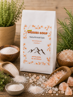 WEISSES GOLD® Naturkristall-Salz, Mittelkorn für die Mühle, EU